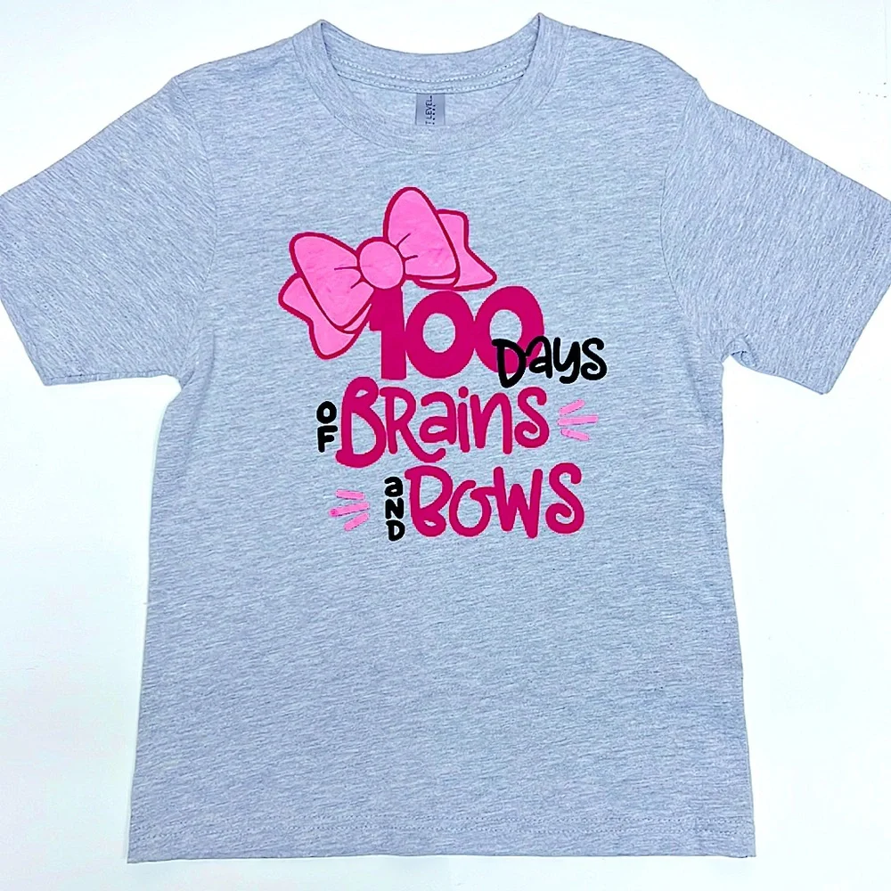 ❤️3/$25 (XS-4/5) 100th Day of School Tee 100 Days of Brains and Bows - Picture 6 of 11